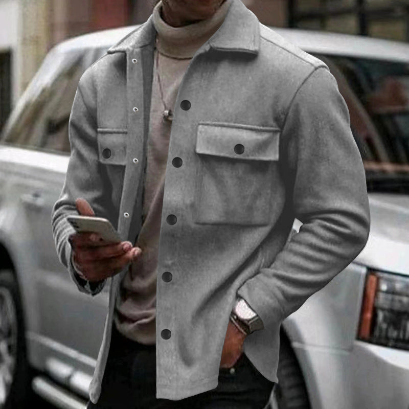 Noir Élan Overshirt Homme – Veste Chemise Casual Chic en Coton Mélangé Coupe Regular
