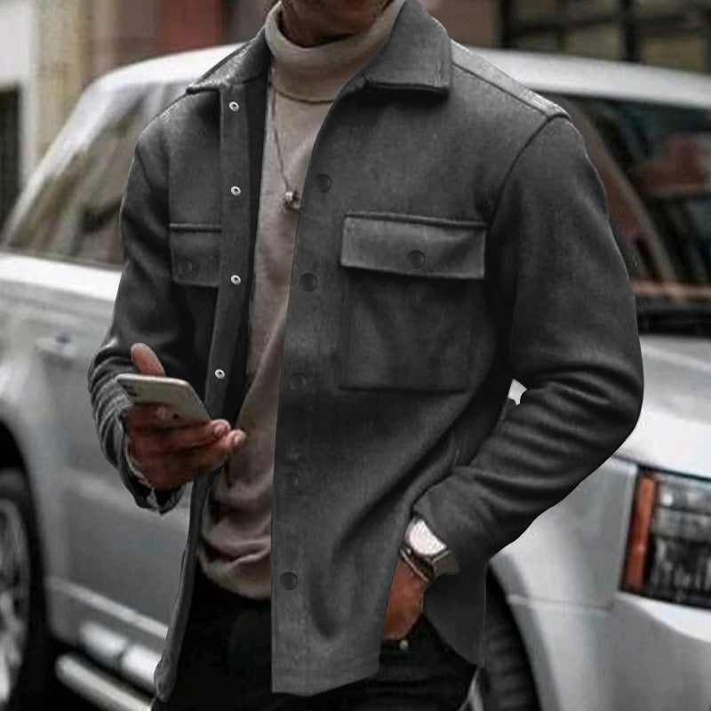 Noir Élan Overshirt Homme – Veste Chemise Casual Chic en Coton Mélangé Coupe Regular