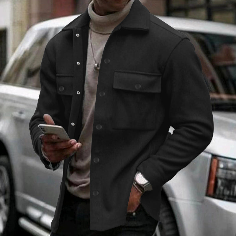 Noir Élan Overshirt Homme – Veste Chemise Casual Chic en Coton Mélangé Coupe Regular