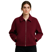 Nylah Veste Courte Femme en Laine – Zip Métal, Coupe Droite & Élégance Urbaine