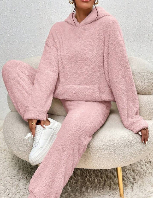 Lillie Dámsky Set – Mäkký Fleece Domáci Oblek s Kapucňou a Pohodlnými Teplákmi