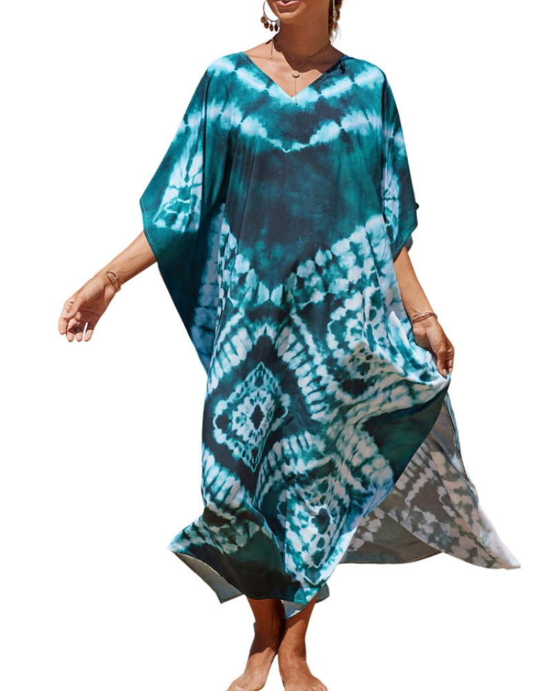 Olive Kaftan Dámský Velký Velikost – Maxi Plážové Šaty Volného Střihu a Bohémský Styl