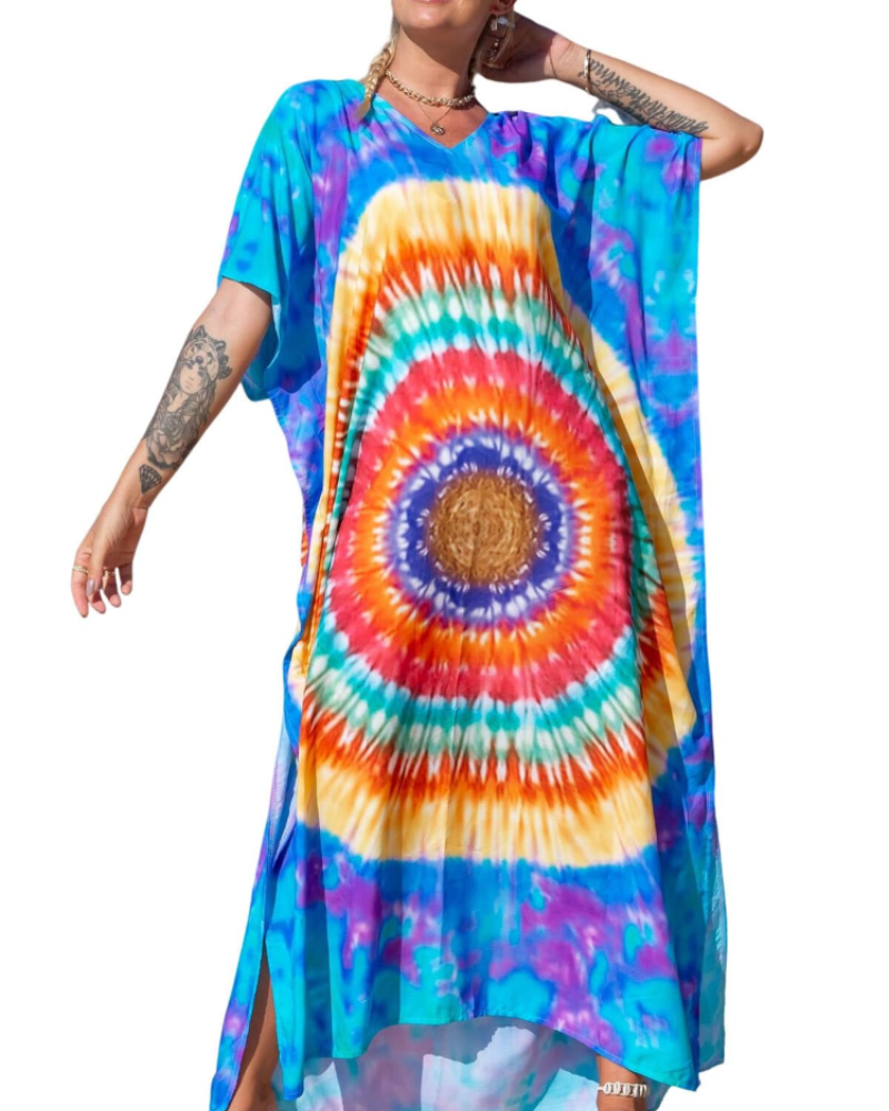Olive Kaftan Dámský Velký Velikost – Maxi Plážové Šaty Volného Střihu a Bohémský Styl