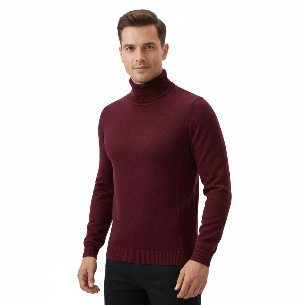 Olsen Men's Slim Fit Turtleneck Sweater – Elegant and Stretchy Sweater with Timeless Design