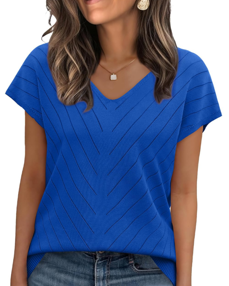 Orina Top Femme – Kevyt lyhythihainen V-kaula-aukko, tyylikäs ja business casual -tyyli