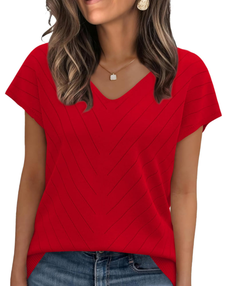 Orina Top Femme – Kevyt lyhythihainen V-kaula-aukko, tyylikäs ja business casual -tyyli