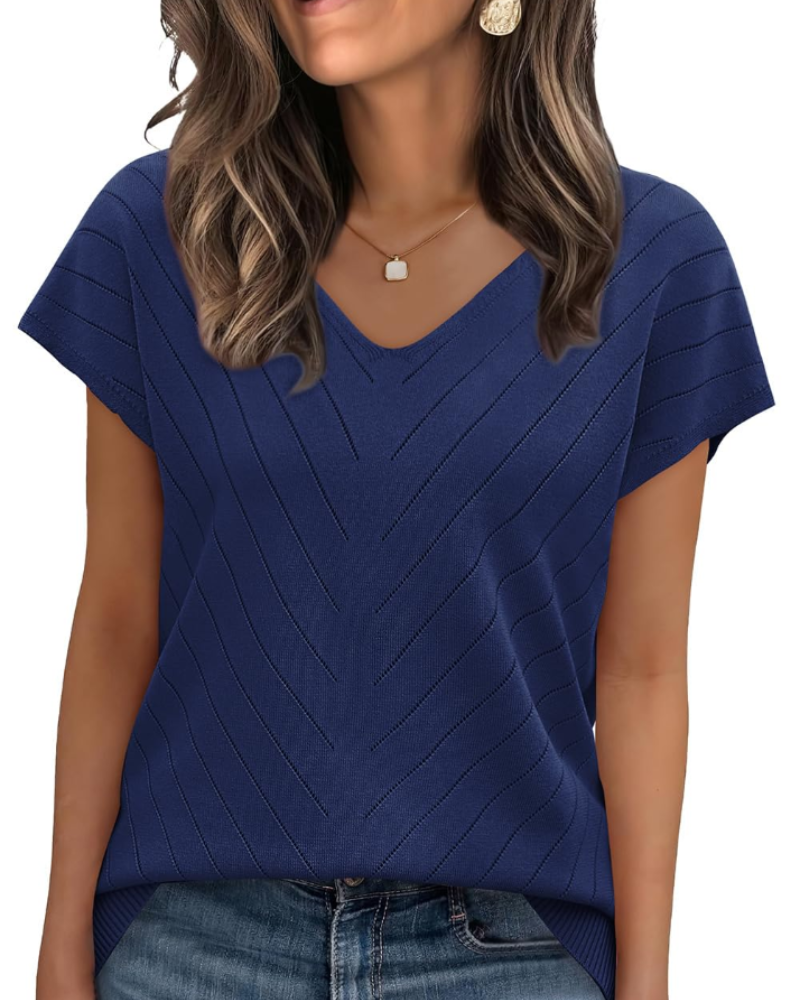 Orina Top Femme – Kevyt lyhythihainen V-kaula-aukko, tyylikäs ja business casual -tyyli