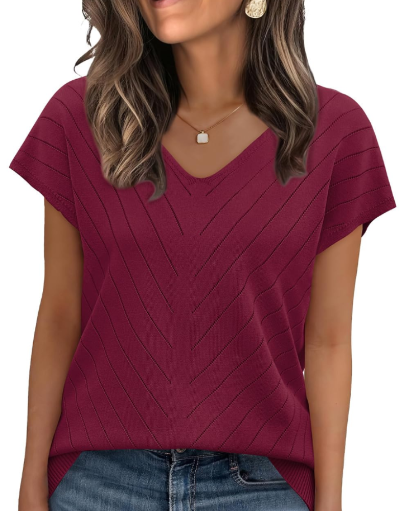 Orina Top Femme – Kevyt lyhythihainen V-kaula-aukko, tyylikäs ja business casual -tyyli