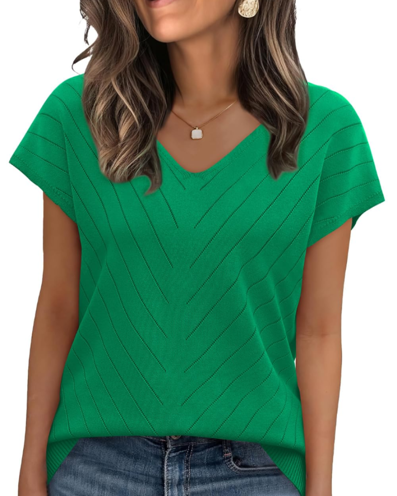 Orina Top Femme – Kevyt lyhythihainen V-kaula-aukko, tyylikäs ja business casual -tyyli