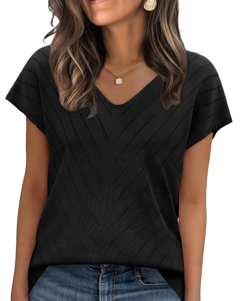 Orina Top Femme – Kevyt lyhythihainen V-kaula-aukko, tyylikäs ja business casual -tyyli