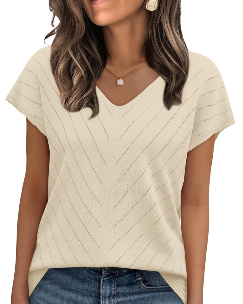 Orina Top Femme – Kevyt lyhythihainen V-kaula-aukko, tyylikäs ja business casual -tyyli