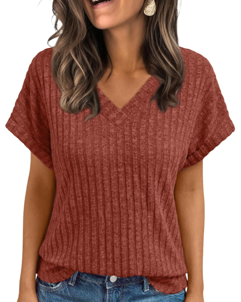 Orla top pre ženy – elegantná blúzka s výstrihom do V a krátkymi rukávmi, voľný casual chic strih