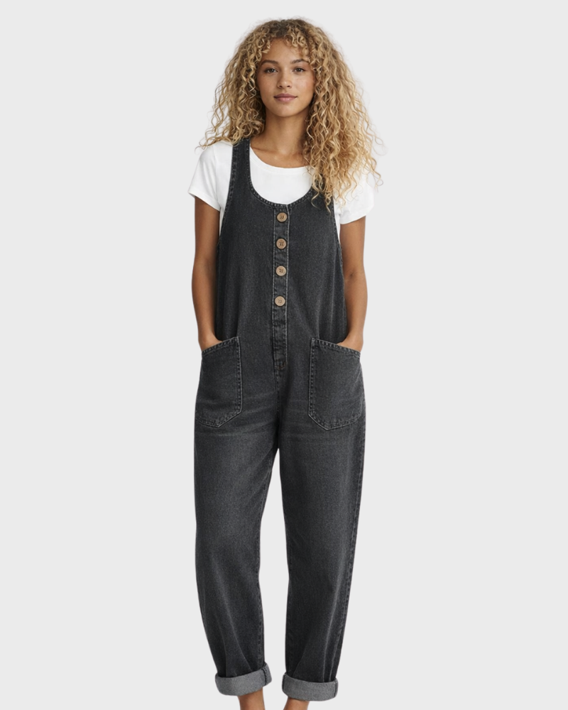 Faith Dámský Overal Denim Bavlna – Volný Vintage Střih & Nastavitelné Ramínka