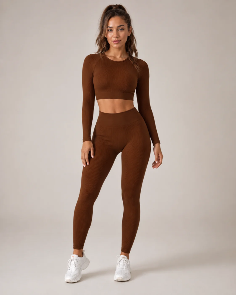 Parker Ensemble Sport Femme – Bezešvý set s crop topem s dlouhými rukávy a legíny s vysokým pasem