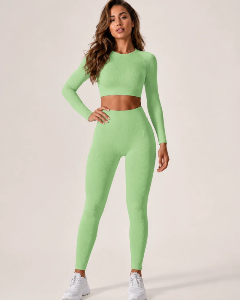 Parker Ensemble Sport Femme – Bezešvý set s crop topem s dlouhými rukávy a legíny s vysokým pasem