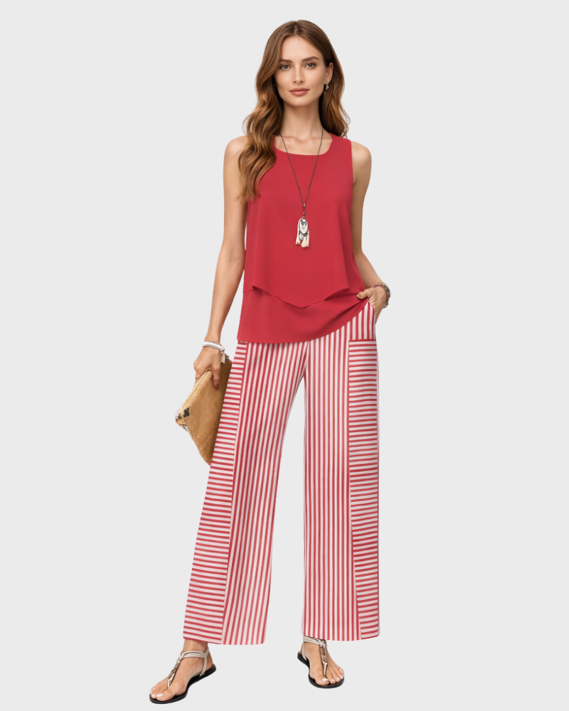 Hattie Women's Set – Wide Printed Pants, Flowing Fit & Summer Style