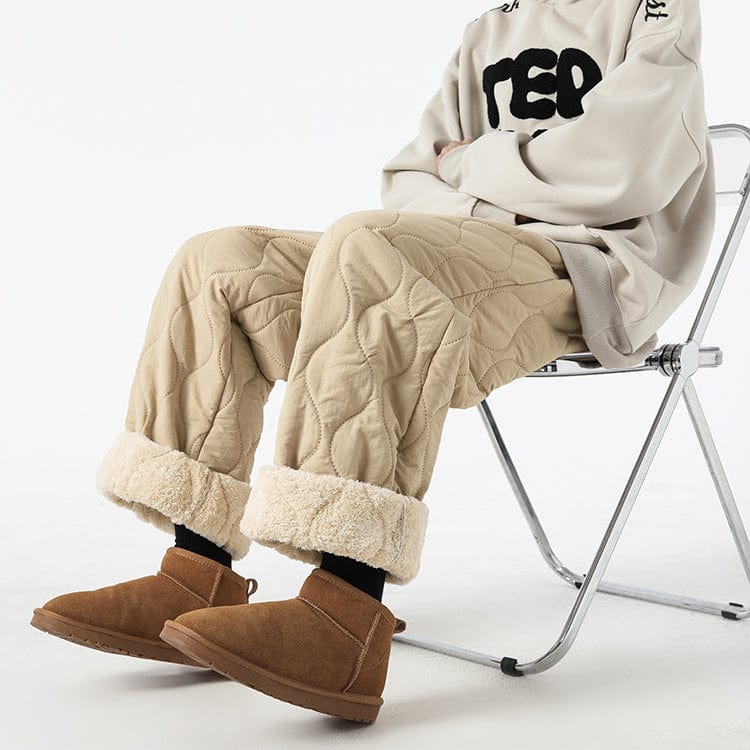 Calças Logan Homem Inverno Acolchoadas – Calças Quentes Forradas a Polar com Corte Largo & Cintura Elástica