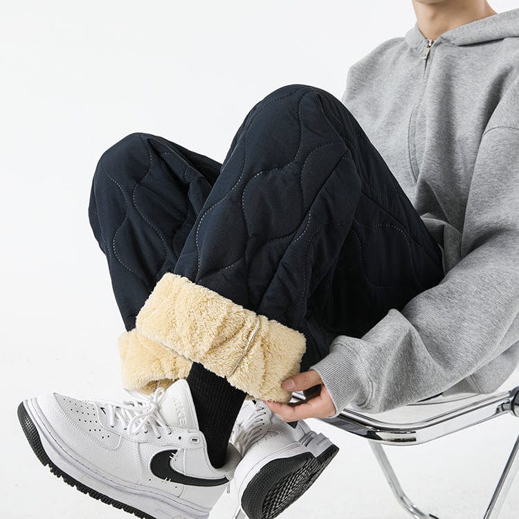 Calças Logan Homem Inverno Acolchoadas – Calças Quentes Forradas a Polar com Corte Largo & Cintura Elástica