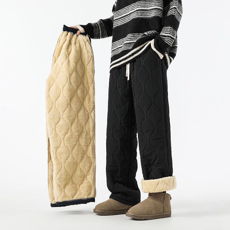 Calças Logan Homem Inverno Acolchoadas – Calças Quentes Forradas a Polar com Corte Largo & Cintura Elástica