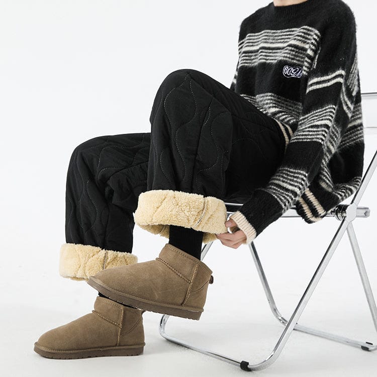 Calças Logan Homem Inverno Acolchoadas – Calças Quentes Forradas a Polar com Corte Largo & Cintura Elástica