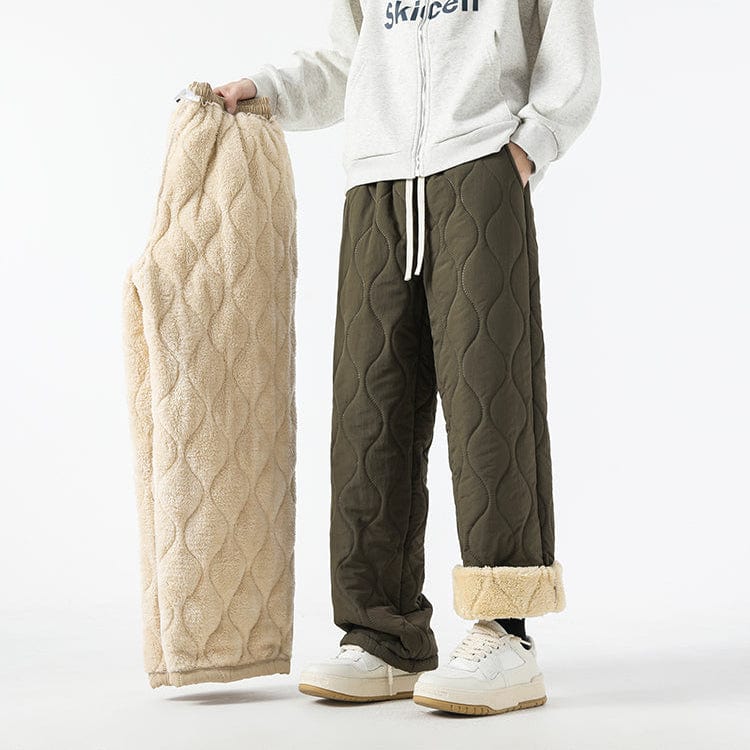 Calças Logan Homem Inverno Acolchoadas – Calças Quentes Forradas a Polar com Corte Largo & Cintura Elástica