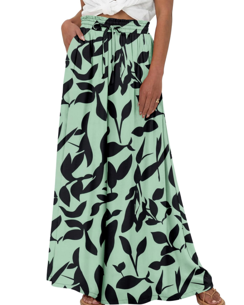 Layla Women's Cotton Palazzo Pants – Wide Leg High Waist Pants with Drawstring