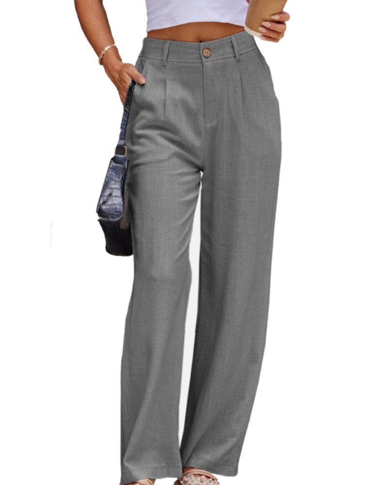 Victoria Damenhose aus Leinen – Hoch taillierte Hose mit Falten, Taschen und elegantem Schnitt