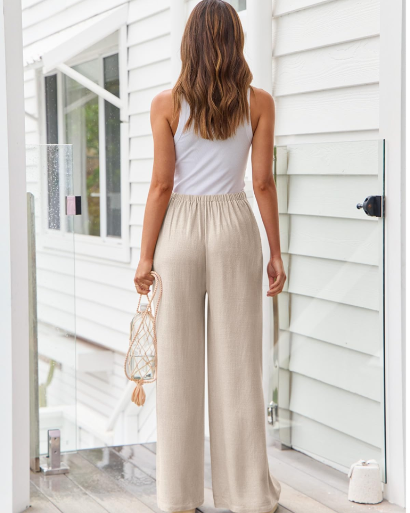Vivienne Damenhose Large aus Leinen – Elastischer Bund mit Kordelzug
