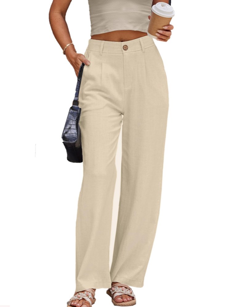 Victoria Damenhose aus Leinen – Hoch taillierte Hose mit Falten, Taschen und elegantem Schnitt