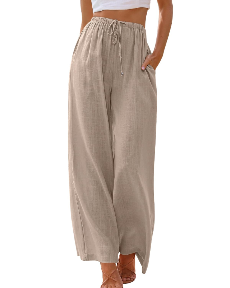 Vivienne Damenhose Large aus Leinen – Elastischer Bund mit Kordelzug