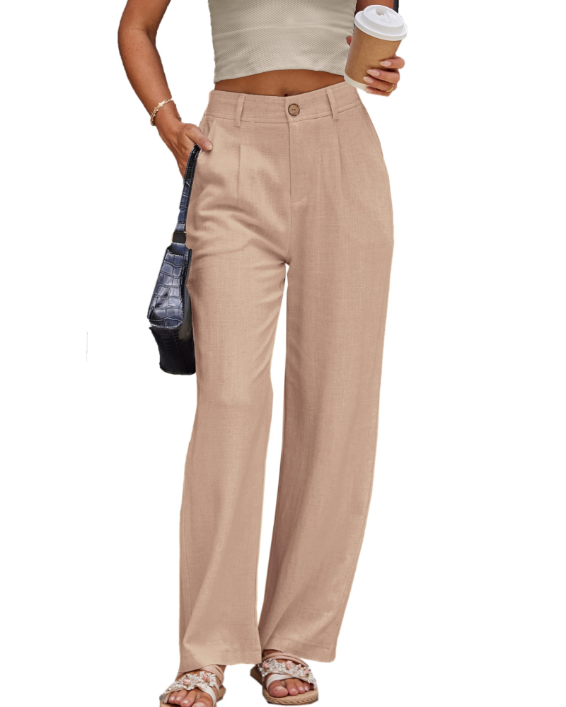 Victoria Damenhose aus Leinen – Hoch taillierte Hose mit Falten, Taschen und elegantem Schnitt