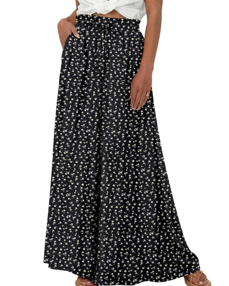 Layla Women's Cotton Palazzo Pants – Wide Leg High Waist Pants with Drawstring