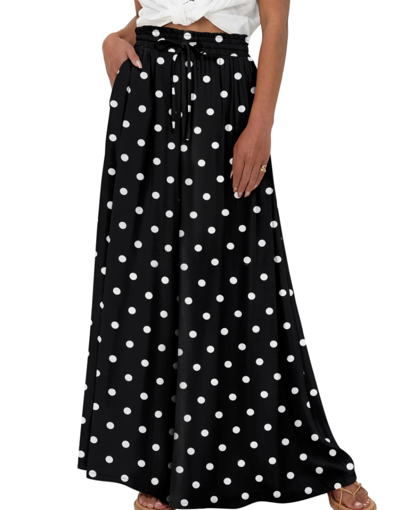 Layla Women's Cotton Palazzo Pants – Wide Leg High Waist Pants with Drawstring