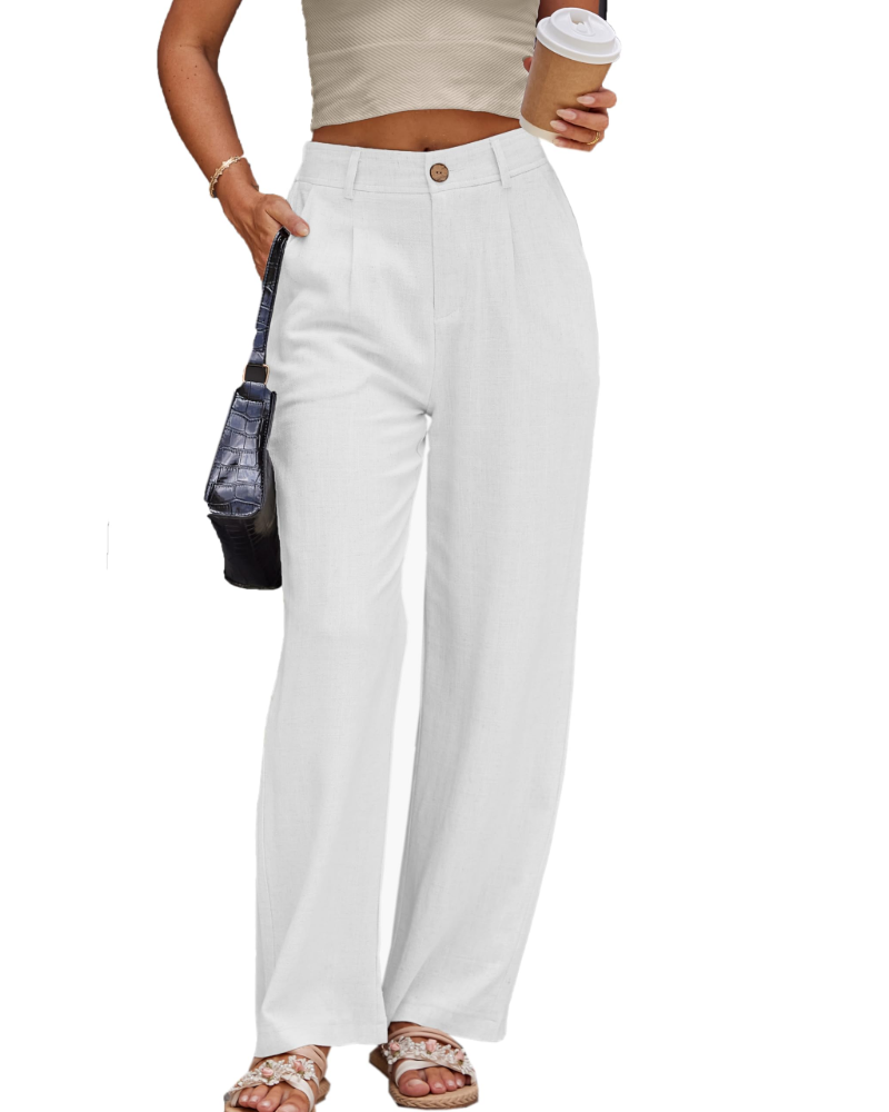 Victoria Damenhose aus Leinen – Hoch taillierte Hose mit Falten, Taschen und elegantem Schnitt