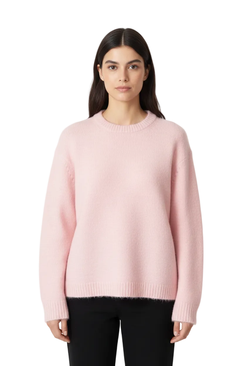 Riam Pull Oversize Dámský – Měkký Pletený Svetr s Balonovými Rukávy, Kulatým Výstřihem a Elegantním Střihem