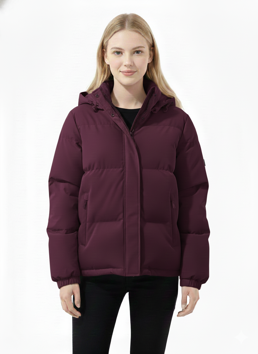 Lindy Chaqueta Acolchada Mujer – Abrigo Caliente con Capucha y Corte Recto Cómodo