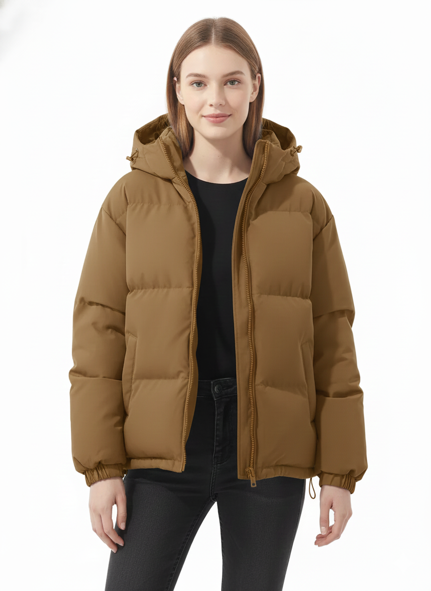 Lindy Chaqueta Acolchada Mujer – Abrigo Caliente con Capucha y Corte Recto Cómodo