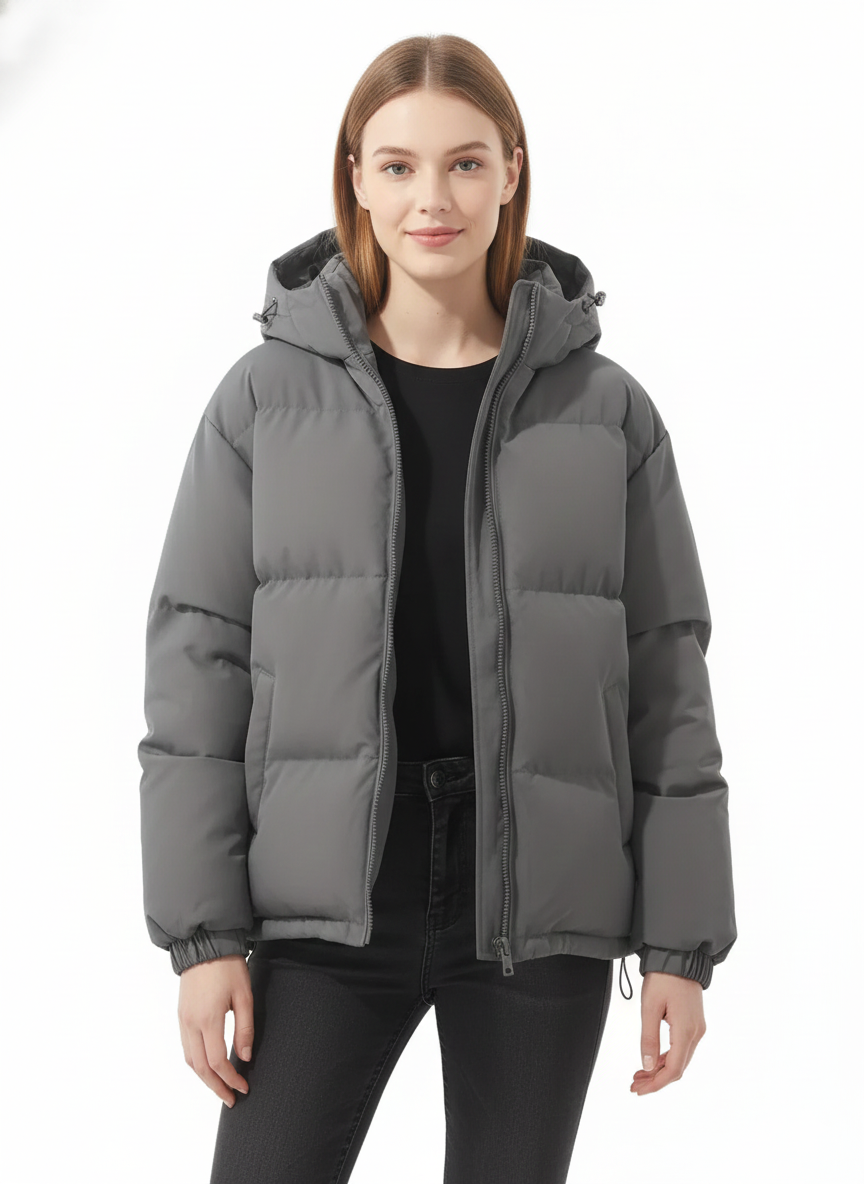 Lindy Chaqueta Acolchada Mujer – Abrigo Caliente con Capucha y Corte Recto Cómodo
