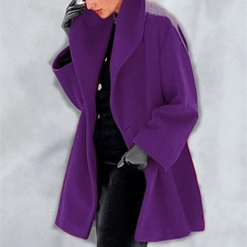 Vicky Manteau Oversize Donna – Lungo Cappotto Elegante con Ampi Revers e Taglio Fluido