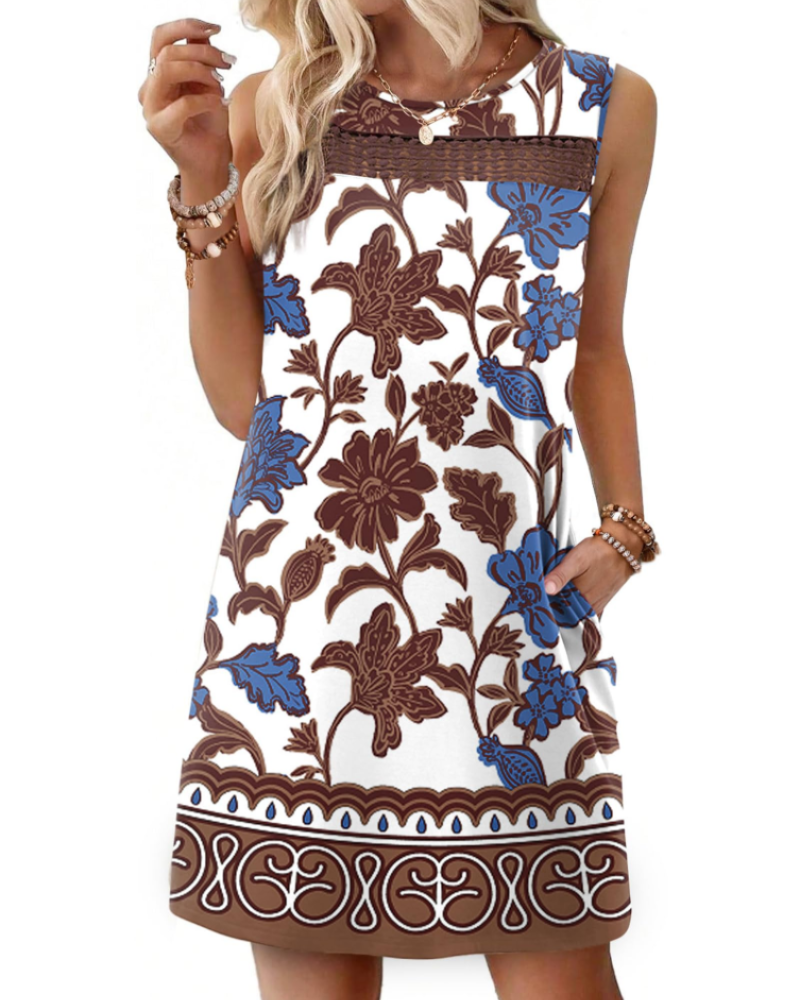 Vestido Mini Feminino Renee – Vestido de Verão com Alças em Renda, Corte Fluido com Bolsos, Estilo Elegante