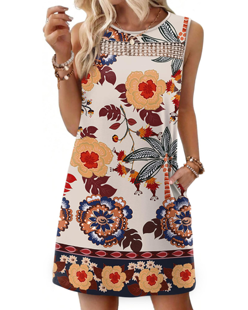 Vestido Mini Feminino Renee – Vestido de Verão com Alças em Renda, Corte Fluido com Bolsos, Estilo Elegante