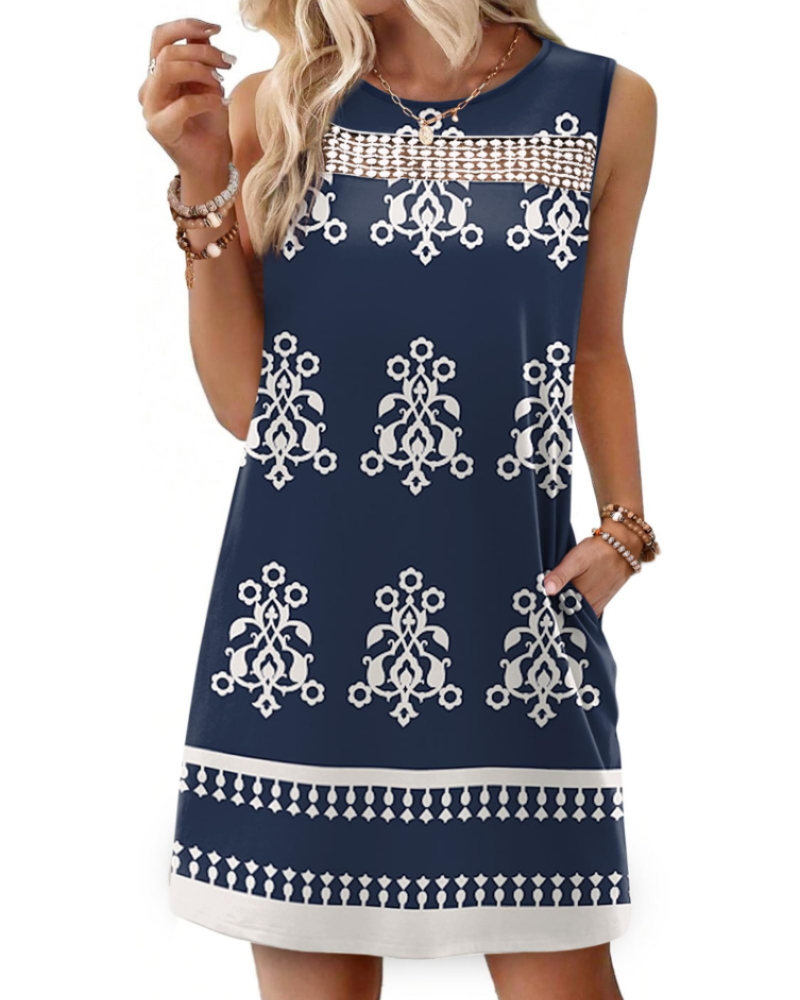 Vestido Mini Feminino Renee – Vestido de Verão com Alças em Renda, Corte Fluido com Bolsos, Estilo Elegante