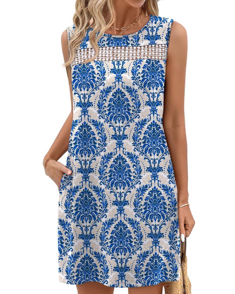 Vestido Mini Feminino Renee – Vestido de Verão com Alças em Renda, Corte Fluido com Bolsos, Estilo Elegante