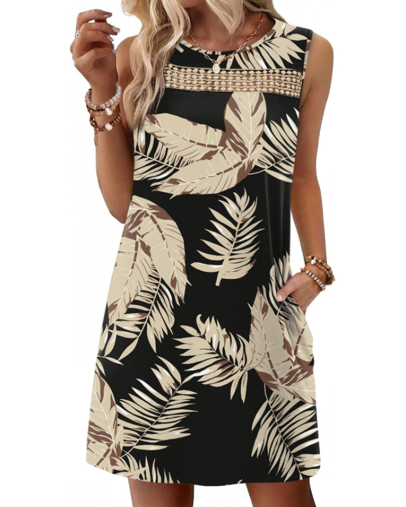 Vestido Mini Feminino Renee – Vestido de Verão com Alças em Renda, Corte Fluido com Bolsos, Estilo Elegante