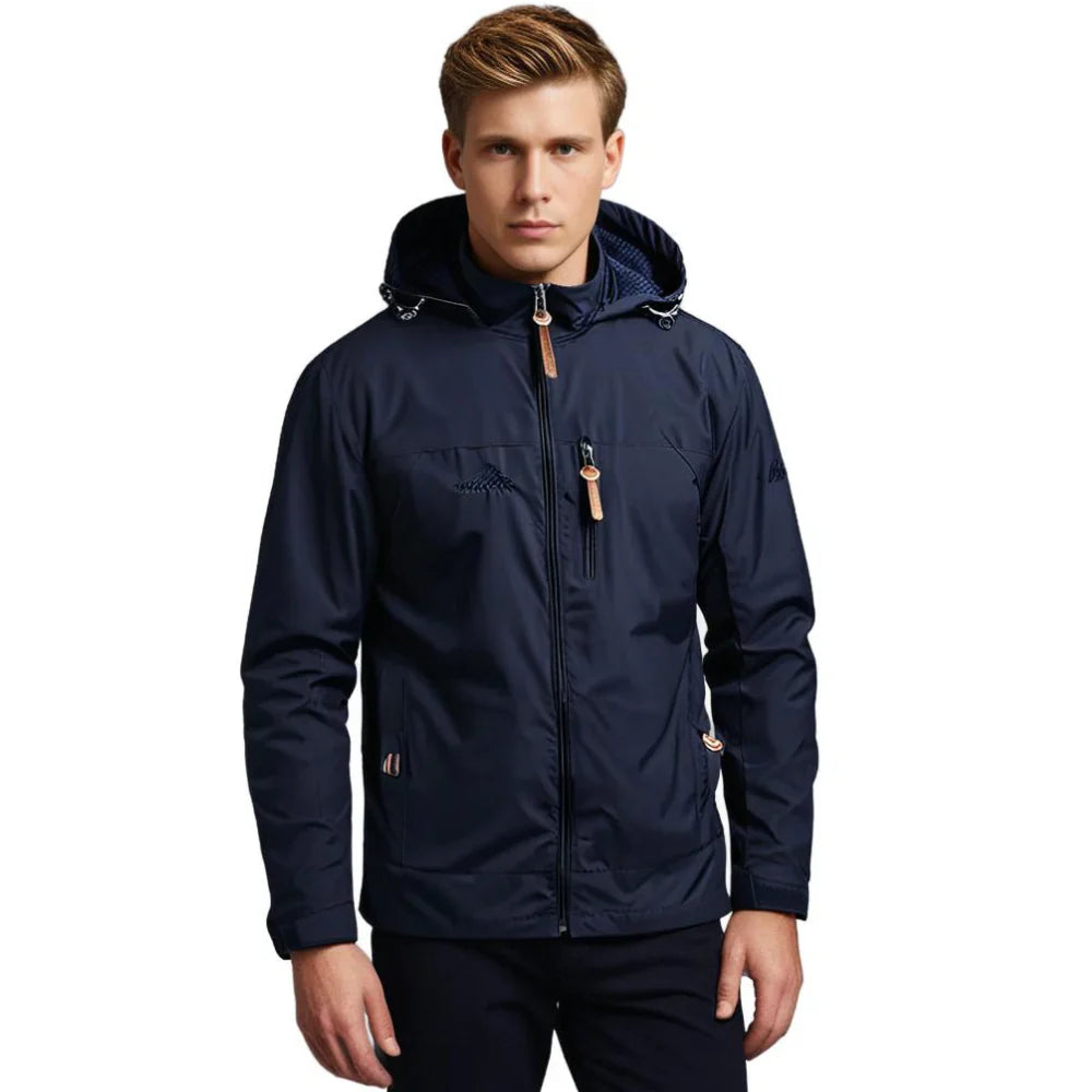Alain Veste Outdoor Homme Imperméable – Coupe-Vent en Polyamide avec Capuche Ajustable