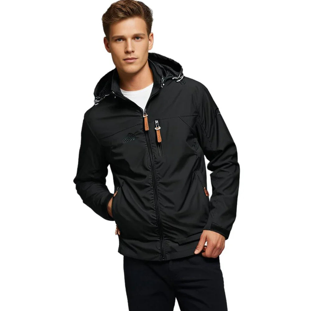Alain Veste Outdoor Homme Imperméable – Coupe-Vent en Polyamide avec Capuche Ajustable