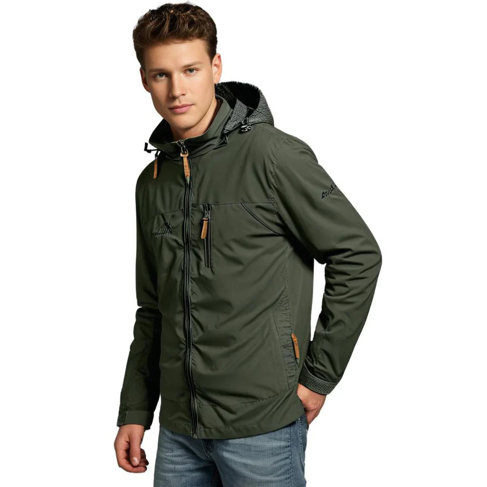 Alain Veste Outdoor Homme Imperméable – Coupe-Vent en Polyamide avec Capuche Ajustable