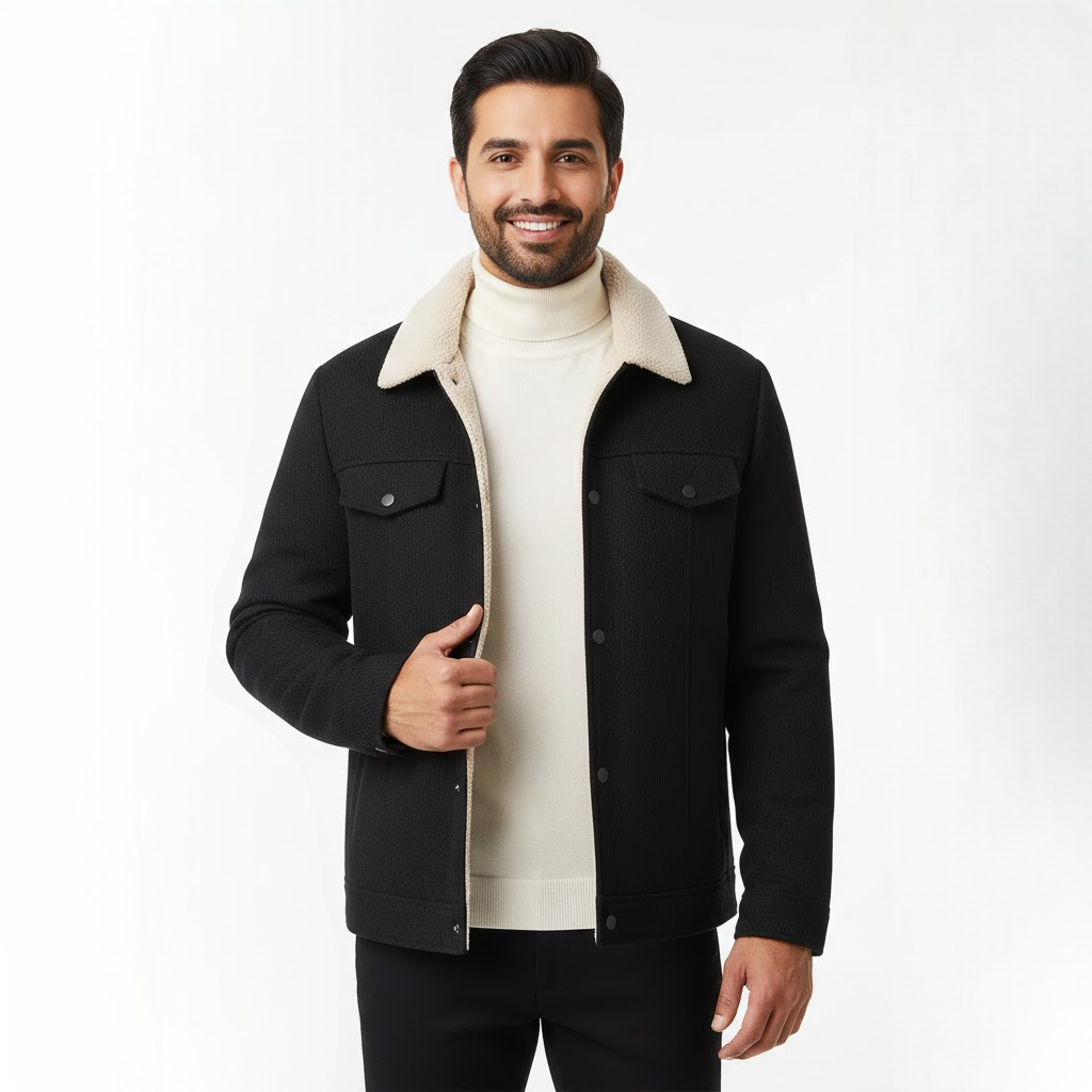 Casaco Polar Texturado Rowan Homem – Gola Escovada Quente & Estilo Urbano de Inverno