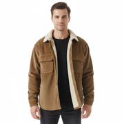 Ruben Veste Overshirt Męska – Sztruksowa Podszewka z Polaru z Guzikami i Prosty Krój