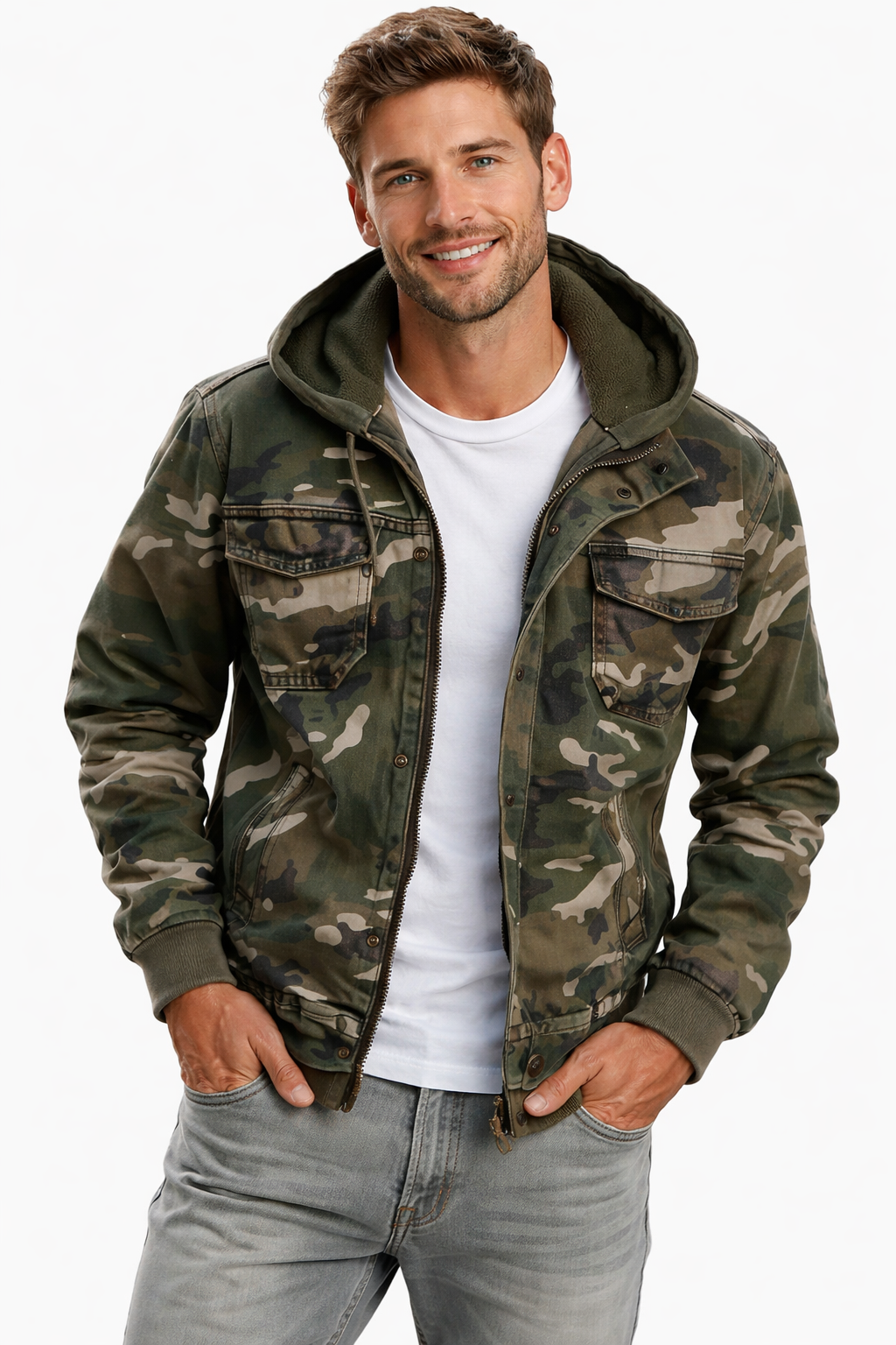 Ryker Men's Camouflage Jacket with Hood – Urban Workwear Style & Durable Material